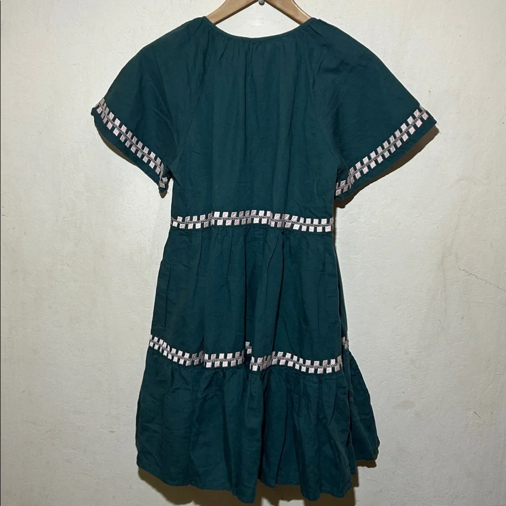 Madewell Embroidered Linen-Blend Flutter-Sleeve Mini Dress Size Medium NWT - Picture 6 of 9